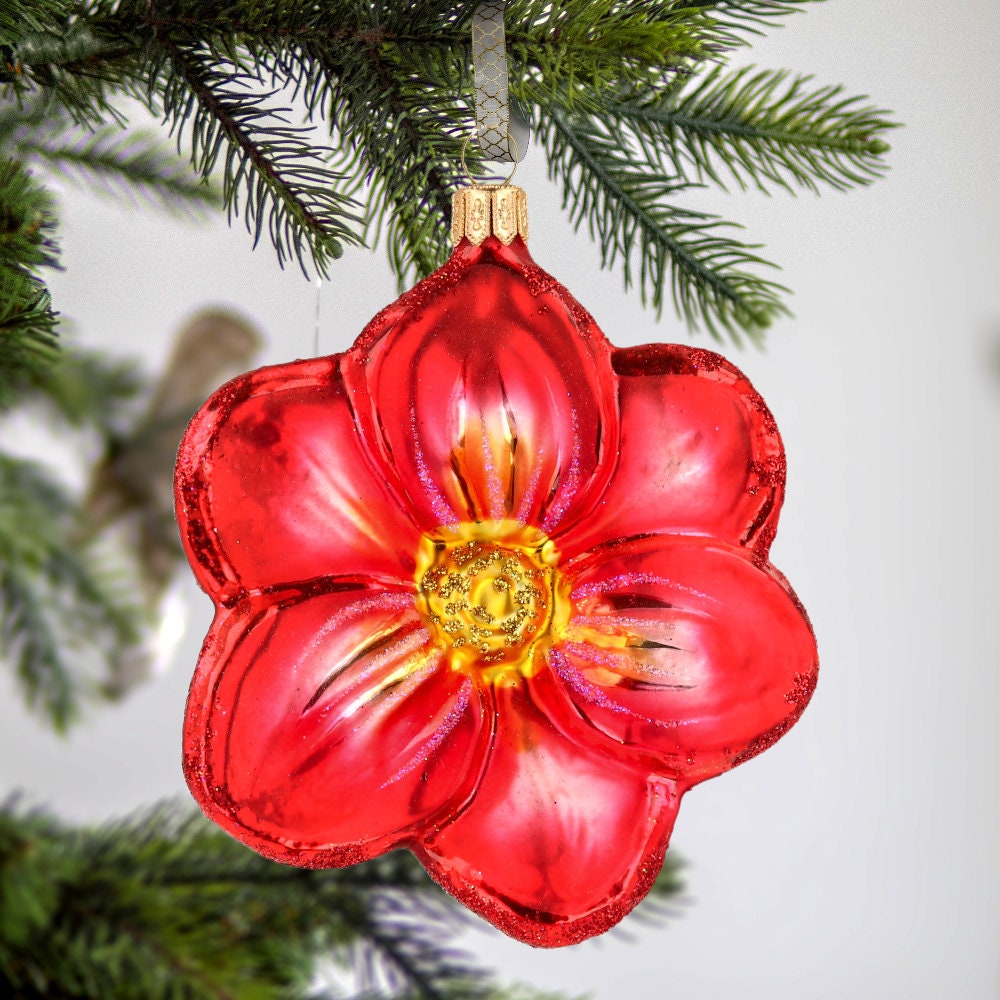 Glass Flower Violet Glass Ornament Handmade Ornament Vintage Etsy UK