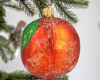 Glass Orange Traditional Ornament Handmade vintage ornament Holiday decoration