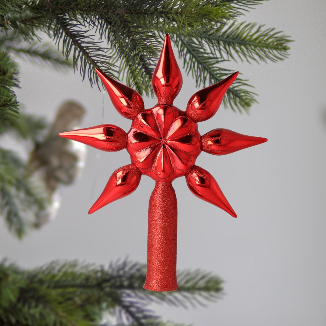 Glass Red Star Tree Top Handmade Free Blown Tree Topper Etsy