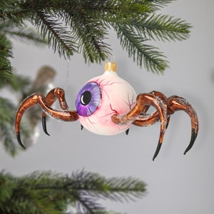 Glass Eyeball Spider Free Blown Glass Purple Eye Halloween - Etsy