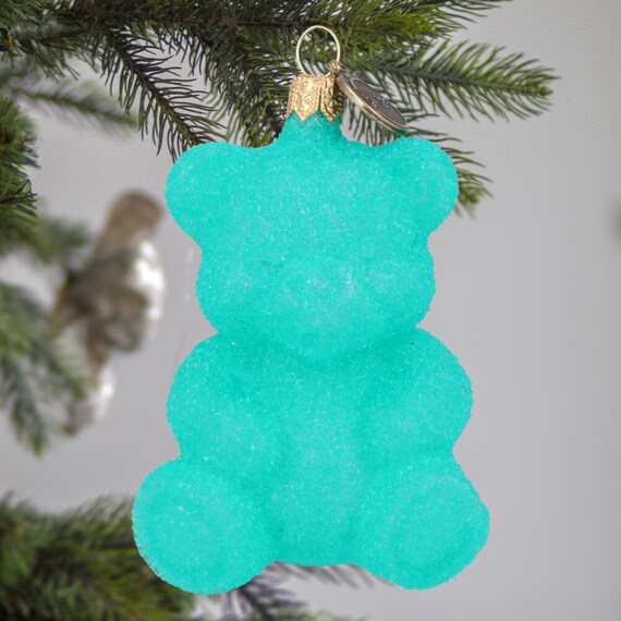 Set Of 6 Mini Gummy Bears Glass Ornaments