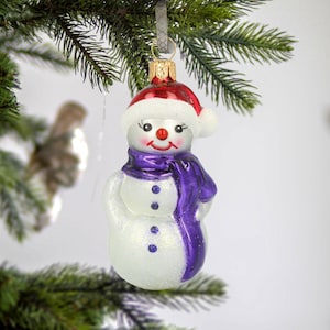 Glass SET of 6 Handmade Little Snowman Christmas Ornament Polish decoration Tree ornament Handmade bauble