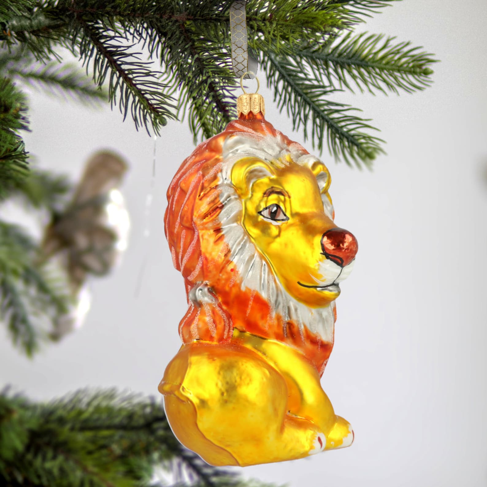 Glass Old Lion Ornament Jungle Animal Bauble Handmade Etsy UK