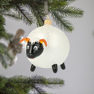 Glass Sheep Handmade Baby Little Lamb free blown glass Christmas tree ornament