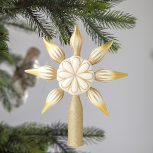 Glass Handmade Gold Glamour Tree Topper Traditional Star Handmade free blown Tree top