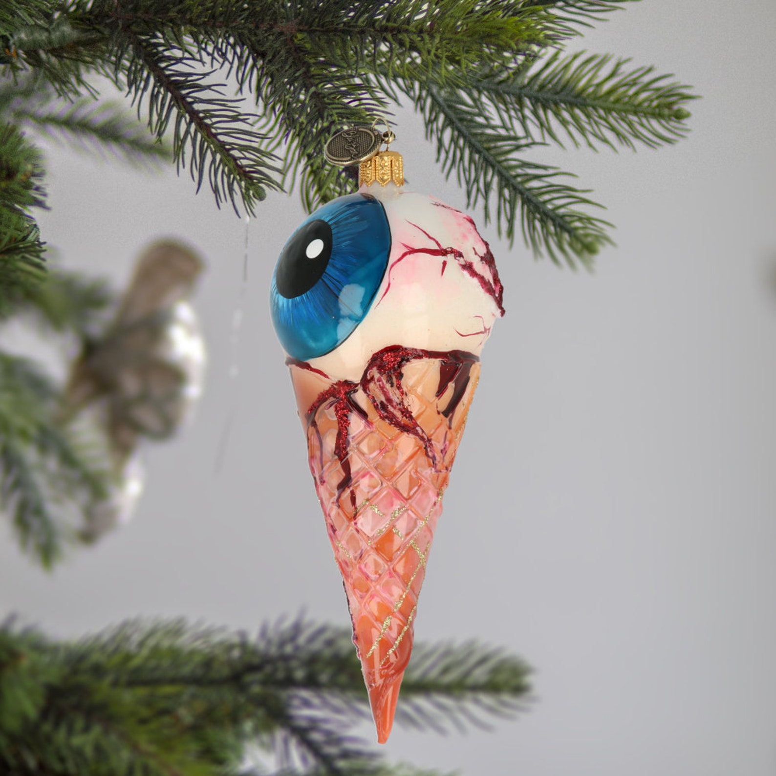 Glass Eyeball Ice Cream Cone Free Blown Glass Halloween Etsy