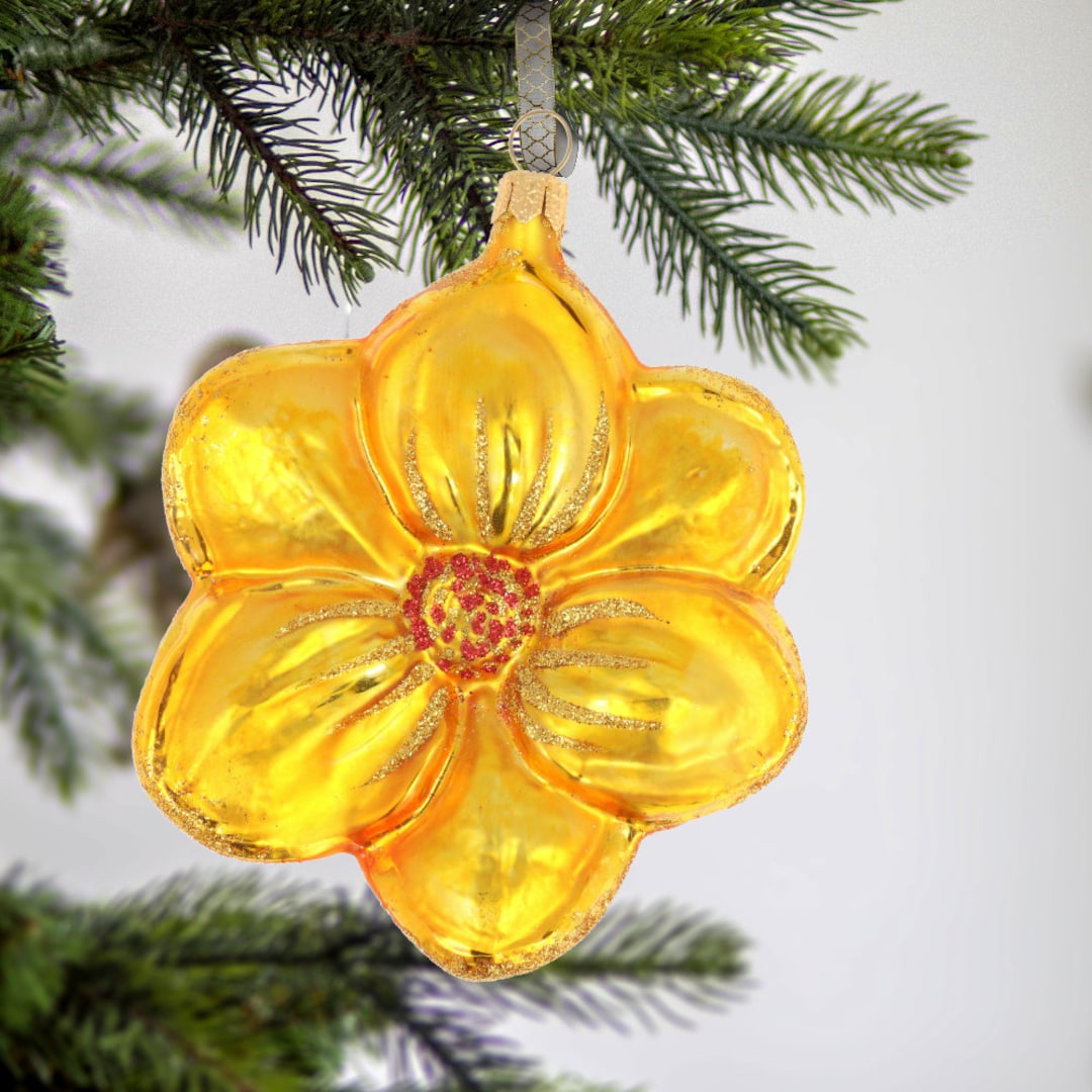 Glass Flower Violet Glass Ornament Handmade Ornament Vintage Holiday