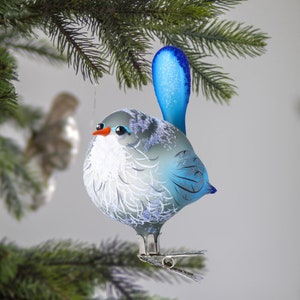 Glas handgefertigt blau Fairywren Vogel Clips Ornament Glas Ornament frei geblasen handgemachte Dekoration
