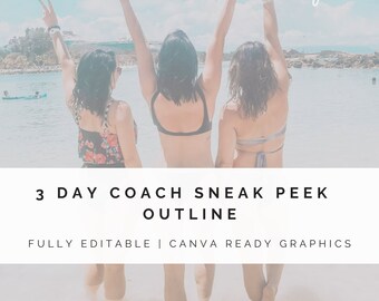 3 Day Coach Sneak Peek Outline | Fully Editable | Health + Fitness Coach | Done For You | Coach Webinar | Canva Template | Beachbody | BODi