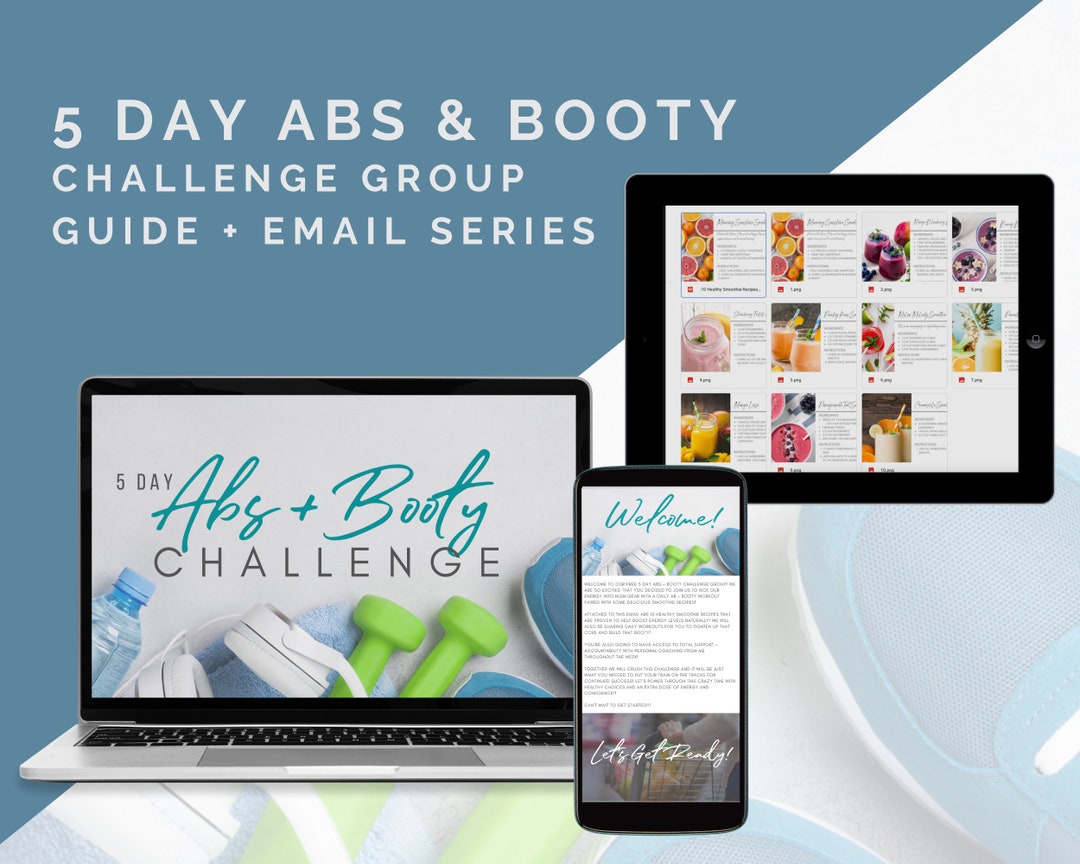 5 Day ABS BOOTY and Smoothie Challenge Group Guide Email Workflow Series Health Fitness Nutrition Free Group DFHY Bodi Coach Etsy