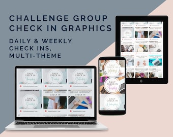 Challenge Group Check In Graphics | Daily and Weekly Check Ins | Health & Fitness | BODi Coach | CG Tools | Done For You Graphics