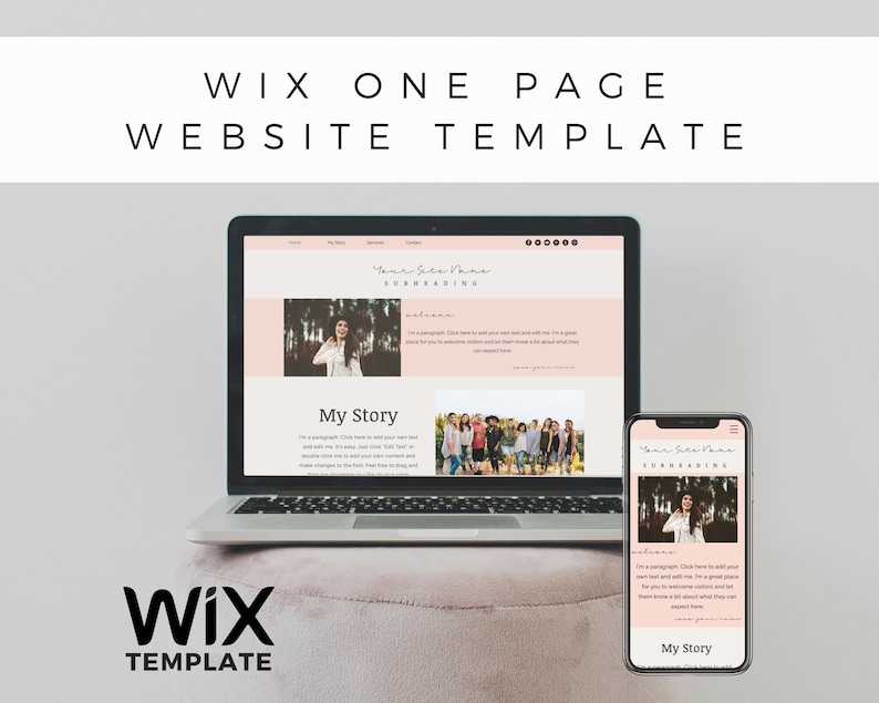 WIX Template One Page Website Wellness Business Influencer Wix Website Template Peach Simple Template Beachbody BODi image 1