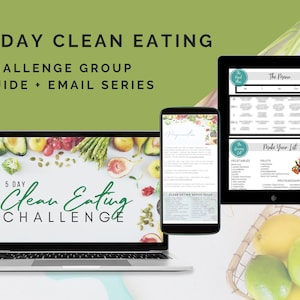 5 Day CLEAN EATING Challenge Group Guide & Email Workflow Series Nutrition Free Group BODi Coach Template Done For You Food Challenge image 1