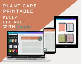 Plant Care Printable | Canva Template | Plant Watering Schedule | Plant Tracker | Planner Template | Digital Planner | Tropical Plants