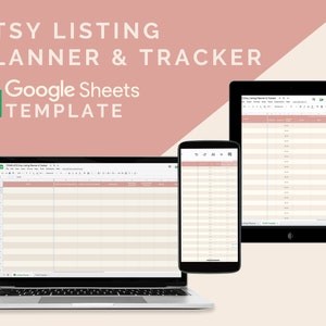 Etsy Listing Planner & Tracker Profit Tracker Etsy Shop Tools Etsy Sellers Product Planner Google Sheets Template image 1