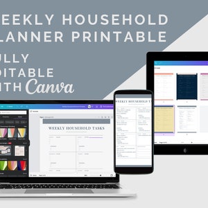 Weekly Household Planner Printable Canva Template Cleaning Checklist Home To Do Planner Template Weekly Tasks Digital Planner image 1
