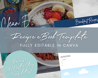 Recipe eBook Canva Template | Cookbook Template | eBook Template | Health Coach | Nutrition Coach | DFY eBook | Done For You Recipe Book