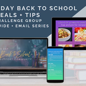 5 Day BACK TO SCHOOL Challenge Group Guide & Email Workflow Series | Coach Free Group | BODi Coach Template | Done For You | School Lunches