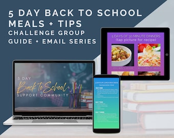 5 Day BACK TO SCHOOL Challenge Group Guide & Email Workflow Series | Coach Free Group | BODi Coach Template | Done For You | School Lunches