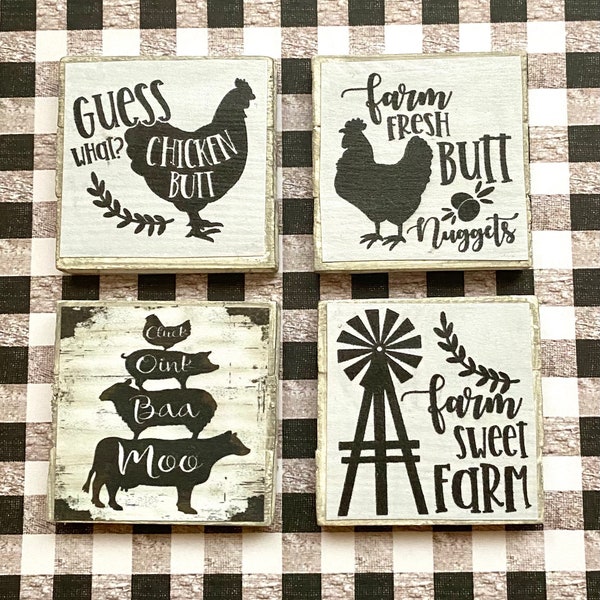 Farmhouse Decor, Modern Farmhouse, Farm House Magnets, Wood Magnets, Magnets