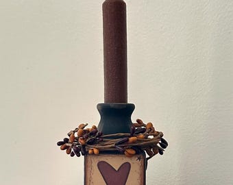 Primitive Decor, Modern Primitives, Wooden Candle Holder