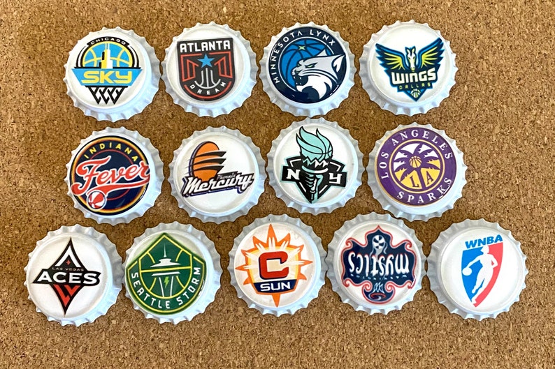 All WNBA Teams magnets, magnets, magnet, bottle cap magnets, bottle cap magnet. White