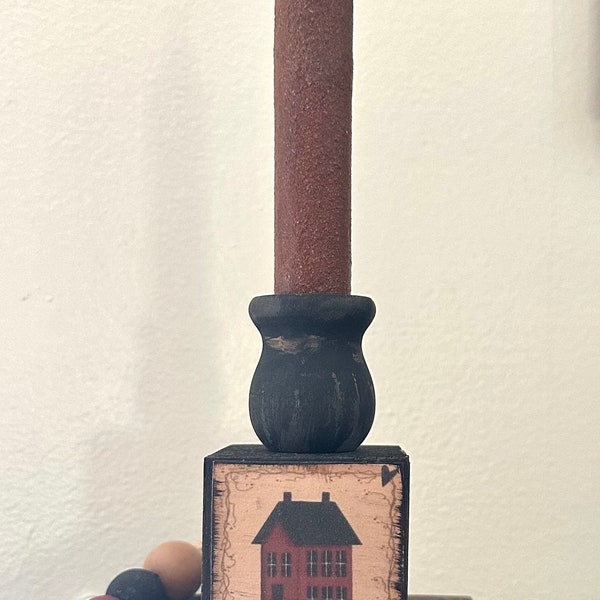 Primitive Decor, Modern Primitives, Wooden Candle holder
