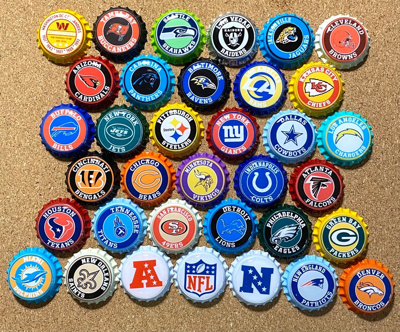 All NFL 32 Teams Team Bottle Cap Etsy