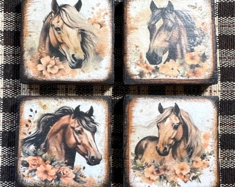 Horse Magnets, Primitive Decor, Modern Primitives, Primitive Magnets, Wood Magnets, Magnet