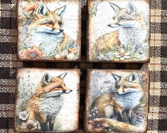 Fox Magnets, Primitive Decor, Modern Primitives, Primitive Magnets, Wood Magnets, Magnet