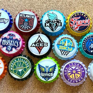 All WNBA Teams magnets, magnets, magnet, bottle cap magnets, bottle cap magnet. Multi Colors