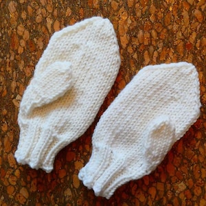 Patrón básico para guantes infantiles, tallas de 2 a 12 años, tejido con 4 agujas, en inglés y francés.