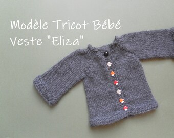Modèle tricot veste bébé avec boutons