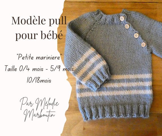 Modèle pull petite marinière pour bébé à tricoter en laine