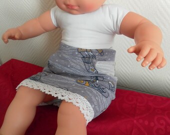 Jupe fille bébé bio violette motifs enfants, avec poches