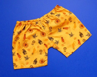 Organic cotton baby shorts savanna yellow orange 4/6 months unisex