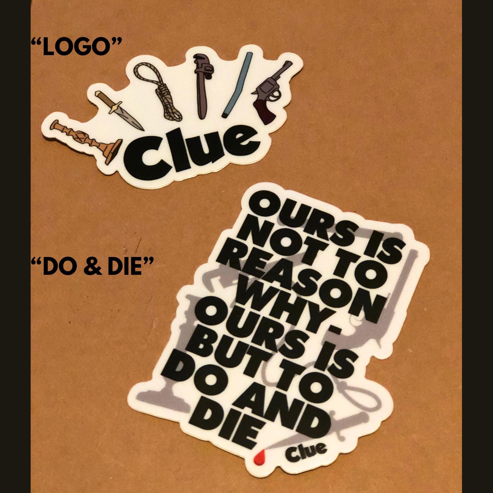 Clue Sticker - Logo - Comedy Movie and Game - Whodunnit - Murder Mystery - Unique Gift for Fans of the Cult Classic Film