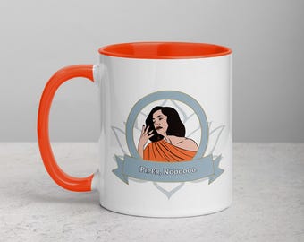 White Lotus Mug - Piper, No- Victoria Ratliff - Parker Posey - Buddhism, Lorazepam, Tsunami - Cartoon Rendering of HBO show