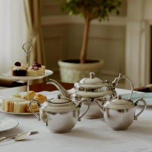 Vintage Silver Plated Tea Set, Elegant Silver, Teapot Sugar Cream
