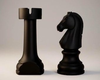 Knight and Rook boekensteunen zwarte vintage hoge zware boekensteunen kantoorinrichting bibliotheek boekenstoppers midden van de eeuw stijl schoorsteenmantel accenten-9" hoog