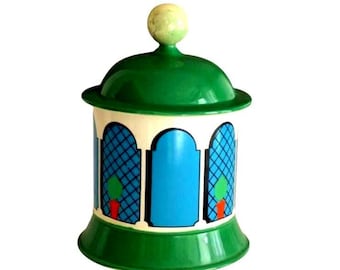Vintage Carlton Ware Biscuit Barrel – Art Deco Topiary Trellis Ceramic Cookie Jar