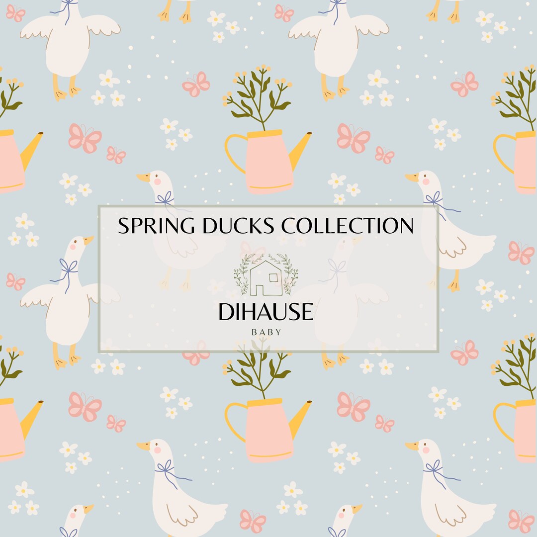 SPRING DUCKS | Blue Floral Ducks Pattern, Baby Fabric Pattern, Seamless ...