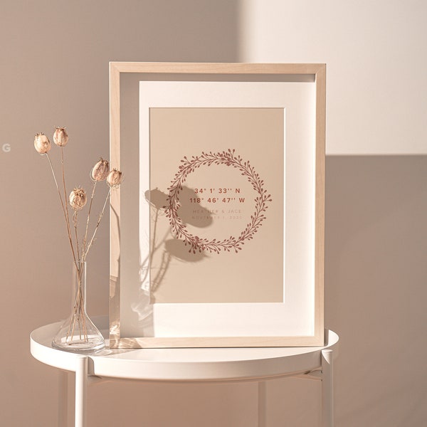 Wreath Coordinates Print - anniversary gift for husband!