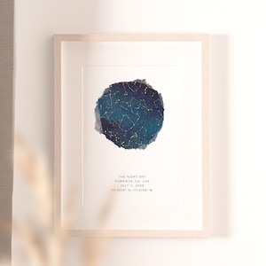 Carte personnalisée des étoiles et des constellations avec design simplifié - Un cadeau de Noël réfléchi pour votre femme