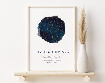 Personalized Star Map by Date - 100% Precise and a perfect Anniversary Gift!