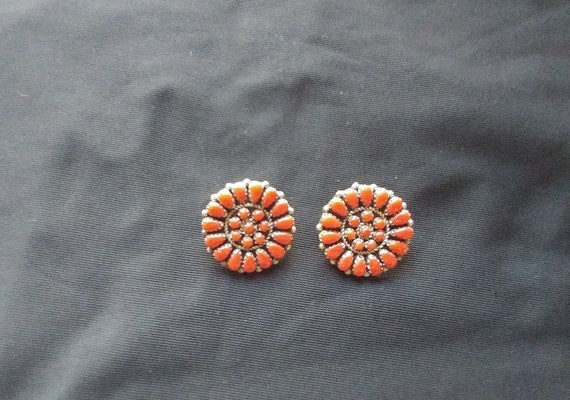 Zuni Coral Cluster clip on earrings