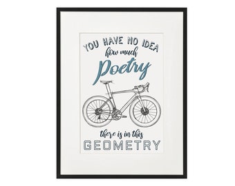 Stampa artistica sul ciclismo: poesia in geometria, regalo per ciclisti