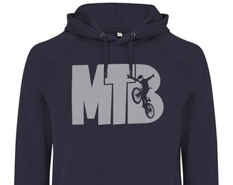 Felpa con cappuccio MTB Jump da uomo in cotone biologico, inchiostro vegano