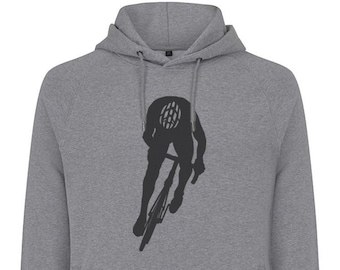 Felpa con cappuccio da ciclismo in cotone biologico: Silhouette Design, inchiostro vegano