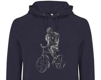 Felpa con cappuccio da ciclismo The Thinker, cotone biologico, vestibilità unisex